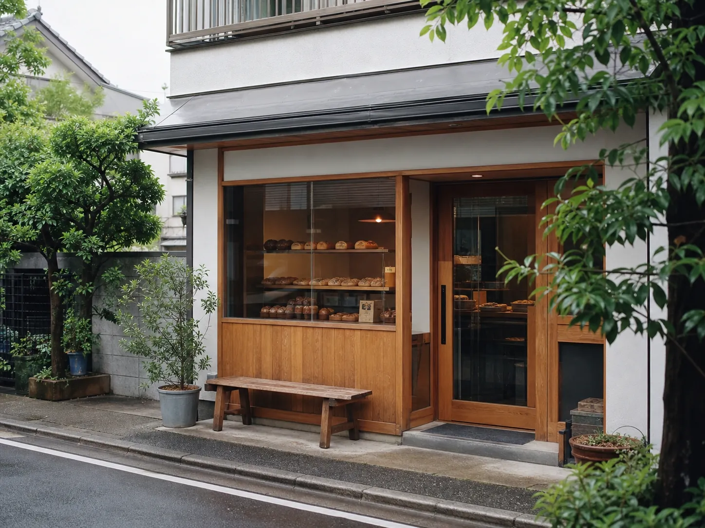 住宅街にあるベーカリーの外観